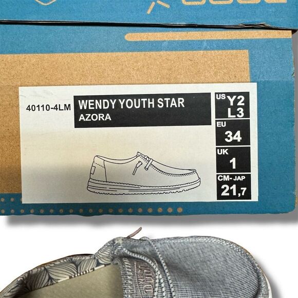 Hey Dude Wendy Youth Star Kids Slip-On Shoes Gray Size Y2-L3 - Picture 8 of 8